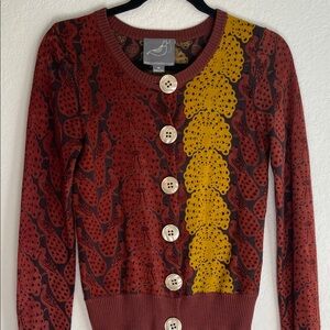 Burgundy Field of Peacocks Cardi